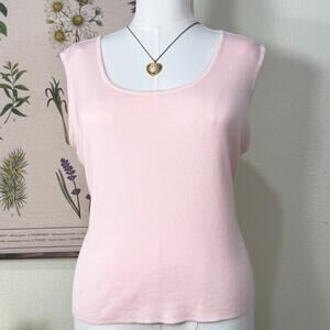 Ming Wang Solid Light Pink Sleeveless Stretch Shell Tank Top Classic Career PL